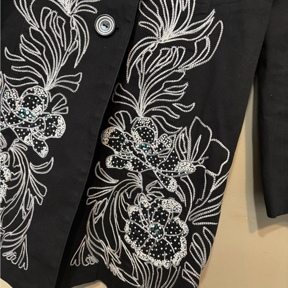 BIANCA NYGARD Embroidered Beaded, Gem Detail Cotton Women's Blazer - Picture 6 of 11